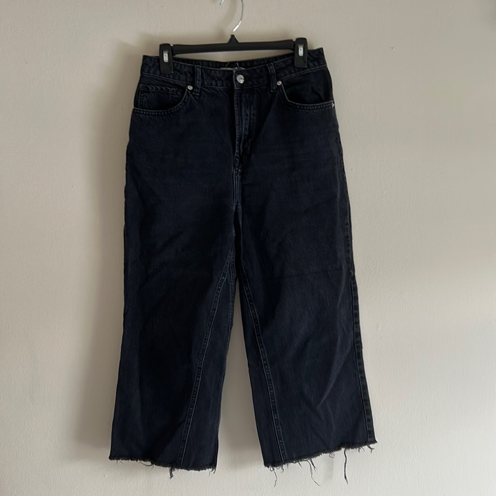 Black Topshop Moto Wide Leg Jeans